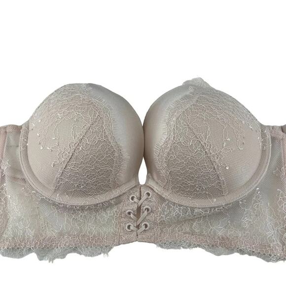 Victoria’s Secret Very Sexy Push Up Bra 32C High Neck Lace Up Ballerina Pink - Picture 1 of 9